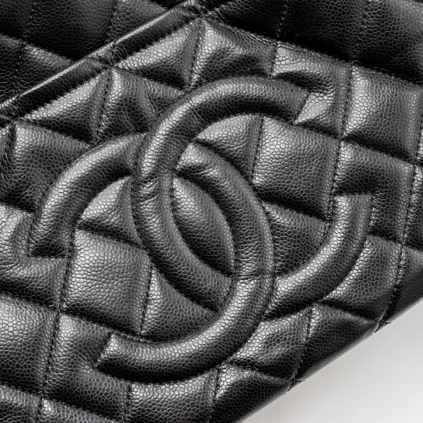 Chanel quilted shoulder shopping tote bag caviar black