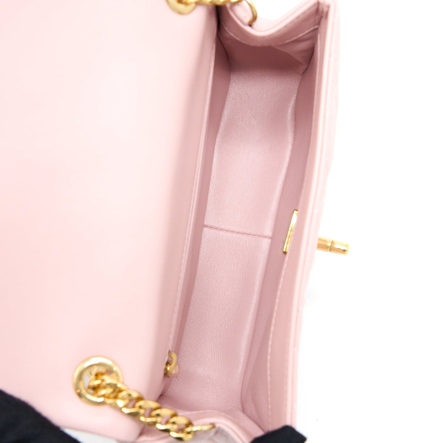 Chanel 22B Small Flap Bag With Gem Chain Lambskin Pink  (Microchip)