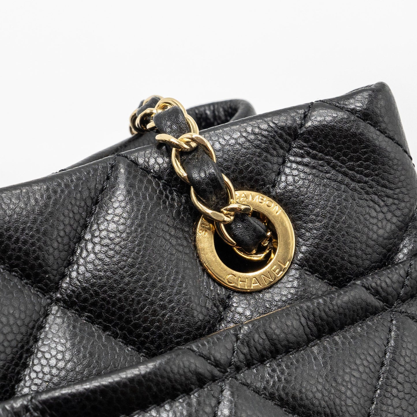 Chanel quilted shoulder shopping tote bag caviar black