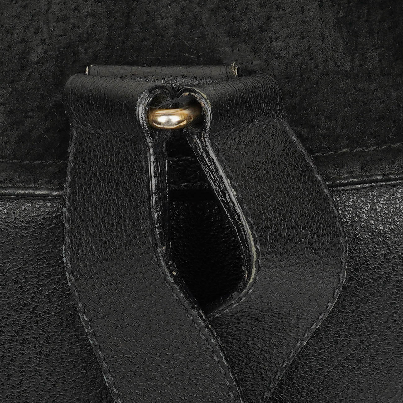Gucci Vintage Black Suede and Leather Bamboo Backpack