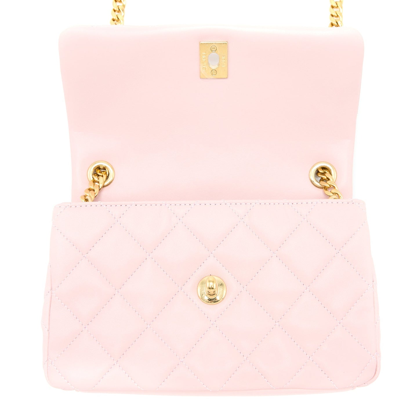 Chanel 22B Small Flap Bag With Gem Chain Lambskin Pink  (Microchip)