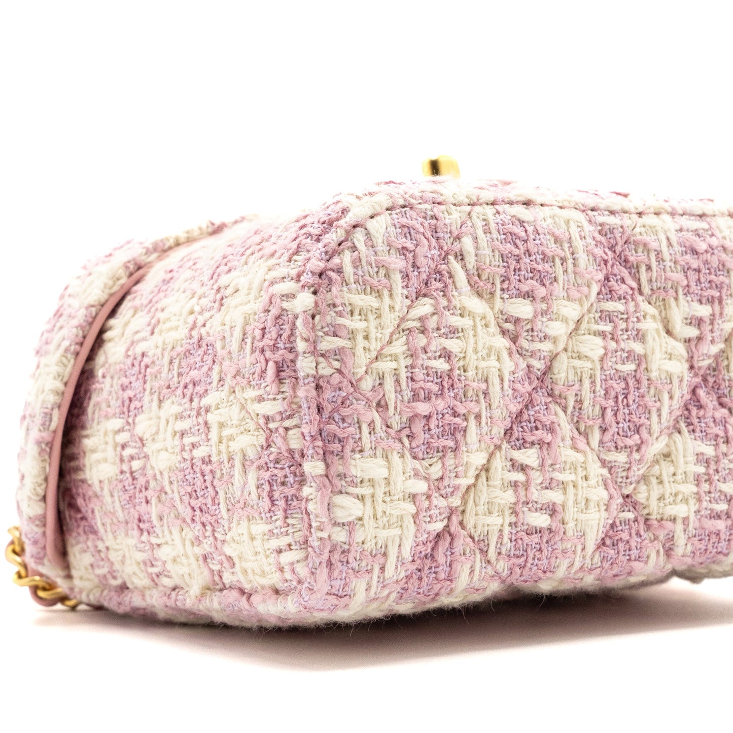Chanel 23s Top Handle Small Vanity Case With Chain Tweed/lambskin Pink Brushed (Microchip)