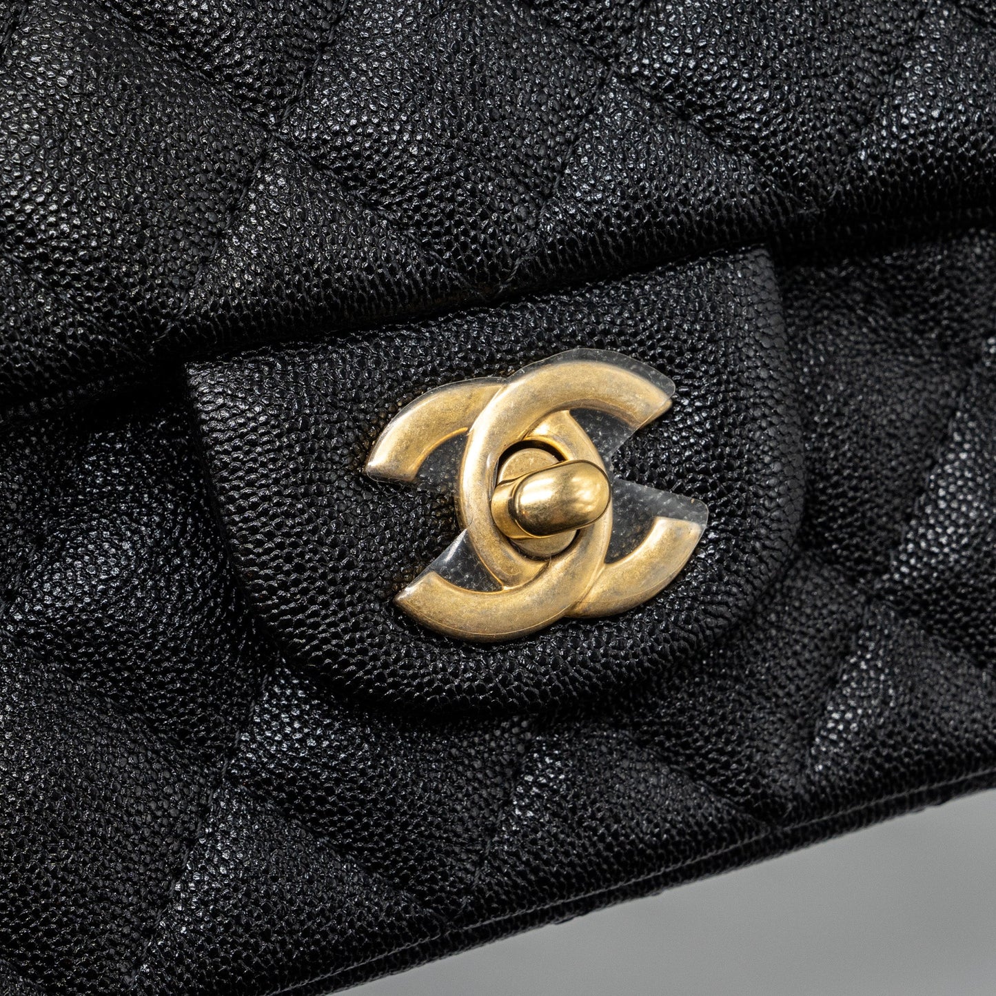 Chanel top handle mini rectangular flap bag caviar black