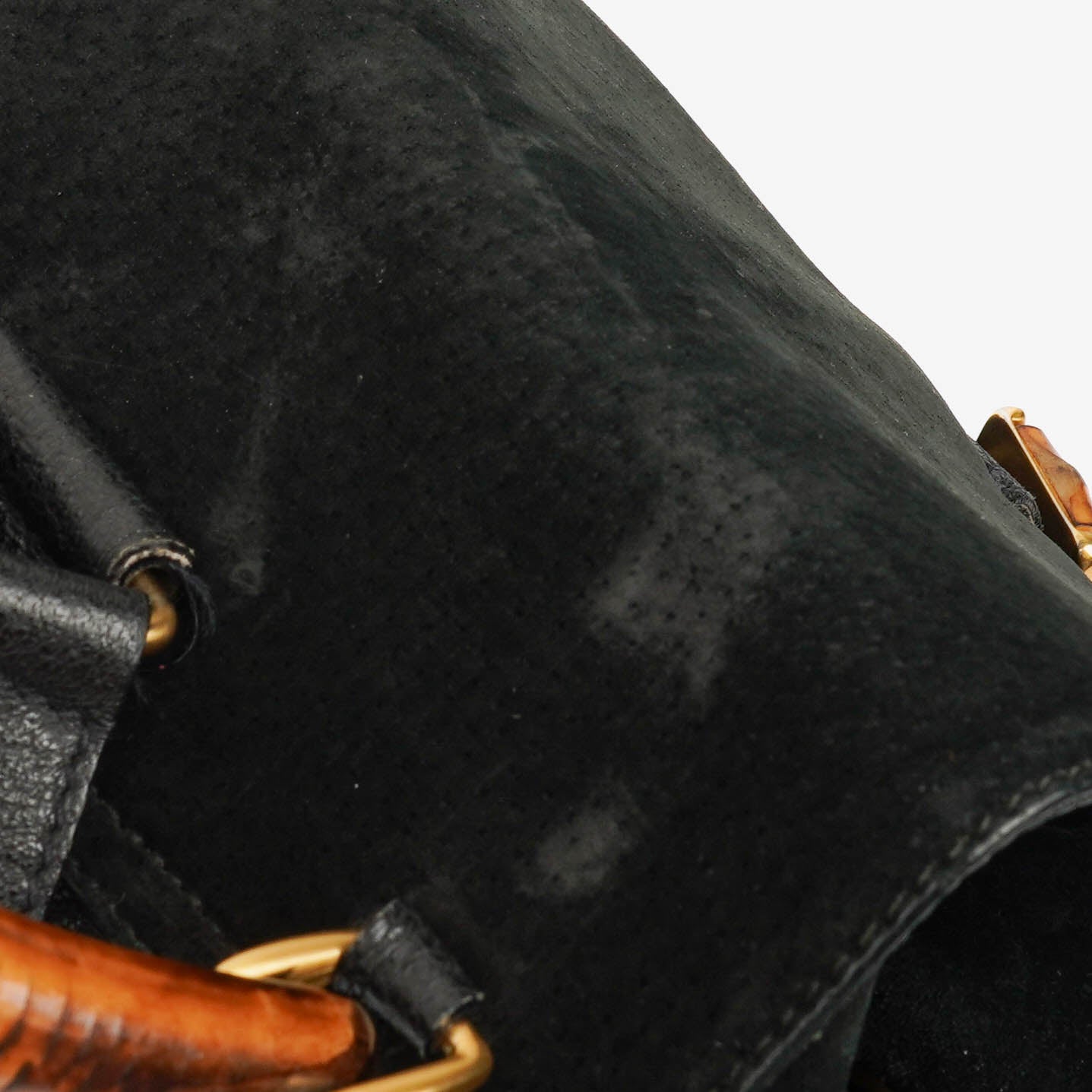 Gucci Vintage Black Suede and Leather Bamboo Backpack