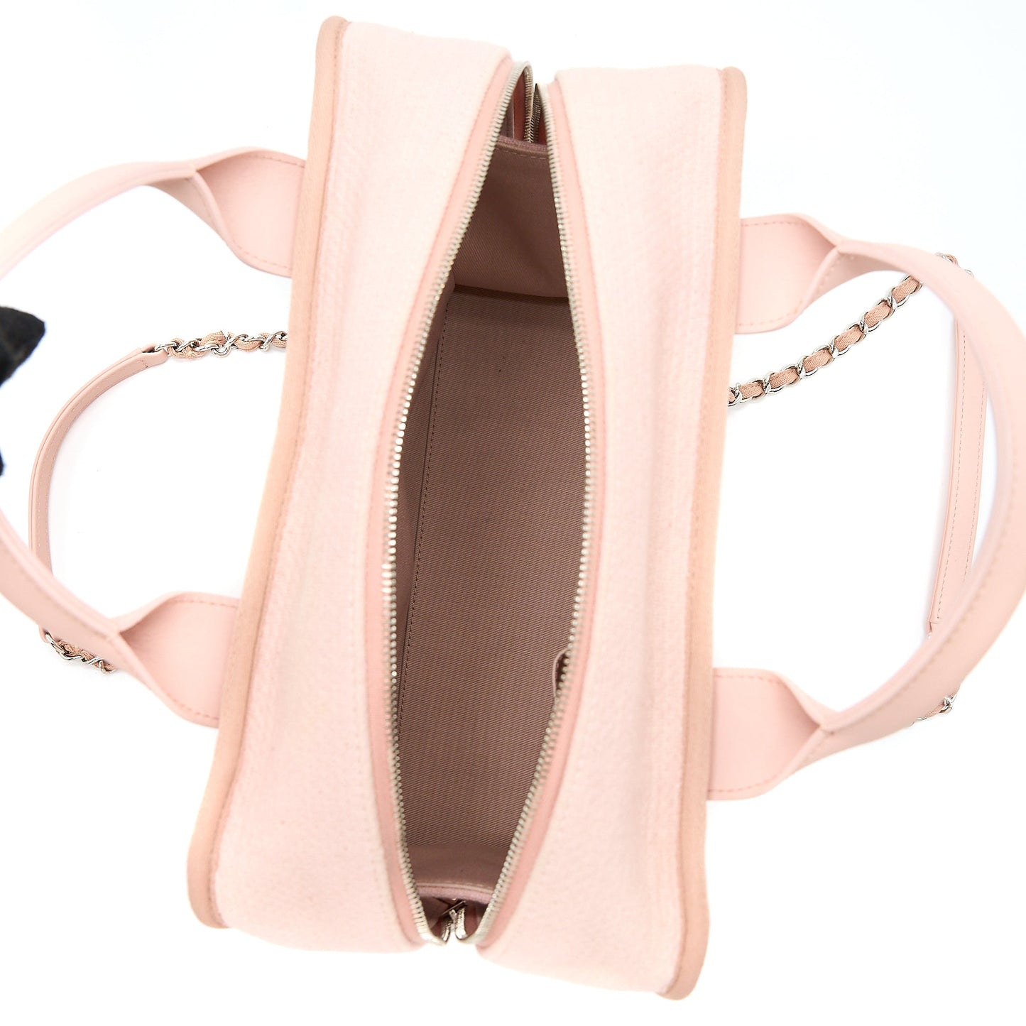 Chanel Deauville Bowling Bag Canvas/Leather Light Pink