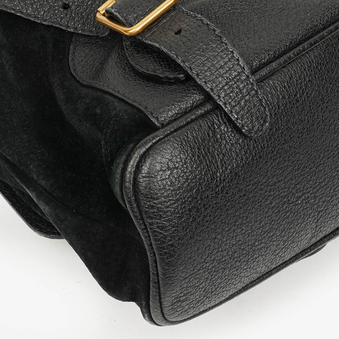 Gucci Vintage Black Suede and Leather Bamboo Backpack