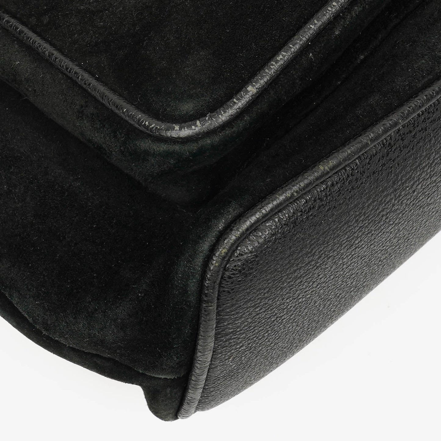 Gucci Vintage Black Suede and Leather Bamboo Backpack