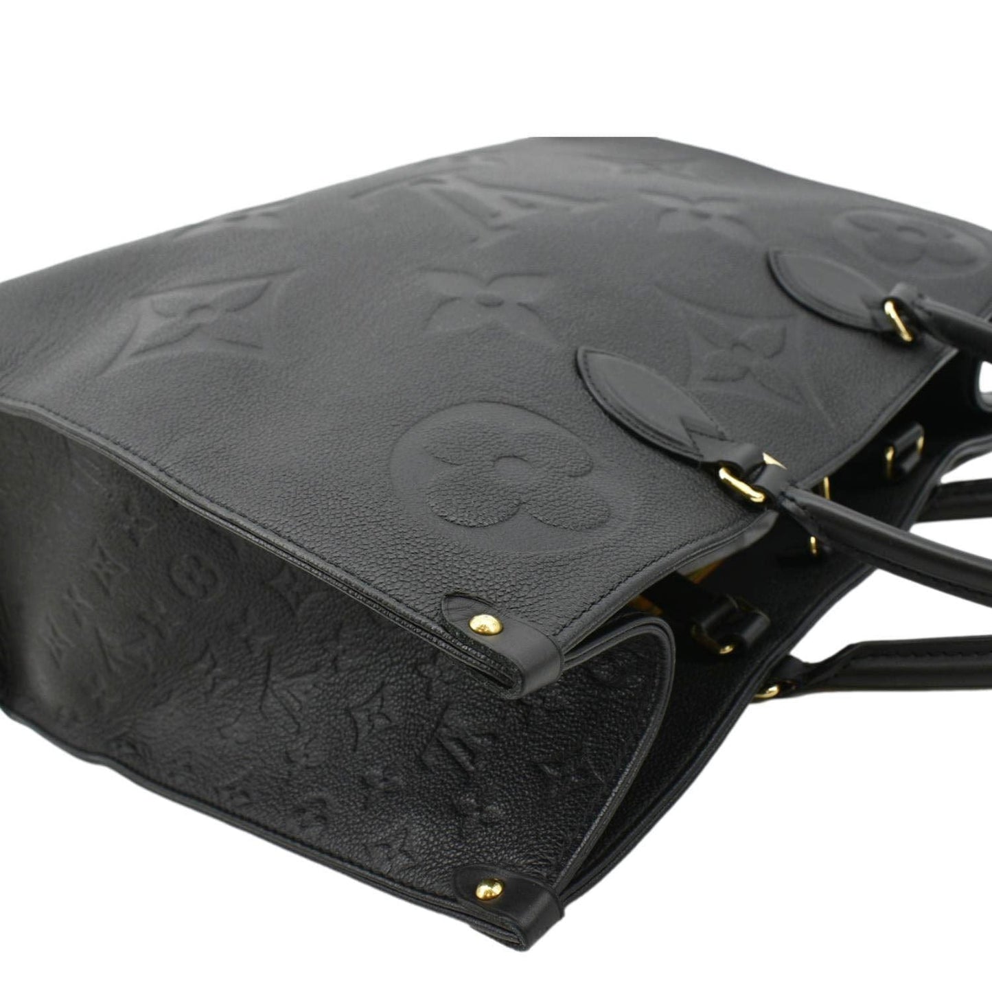 LOUIS VUITTON Onthego GM Monogram Empreinte Leather Tote Shoulder Bag Black
