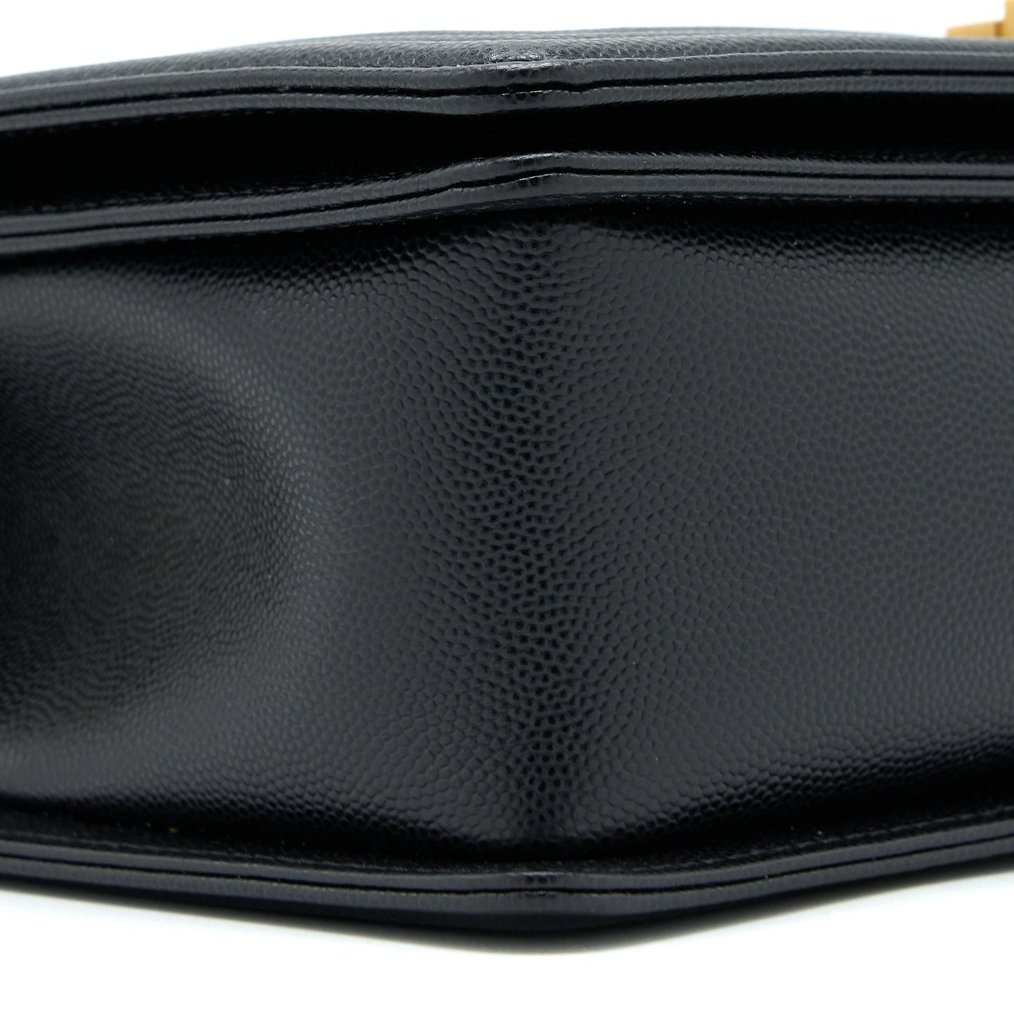 Chanel Medium Boy Bag Caviar Black Brushed  (Microchip)