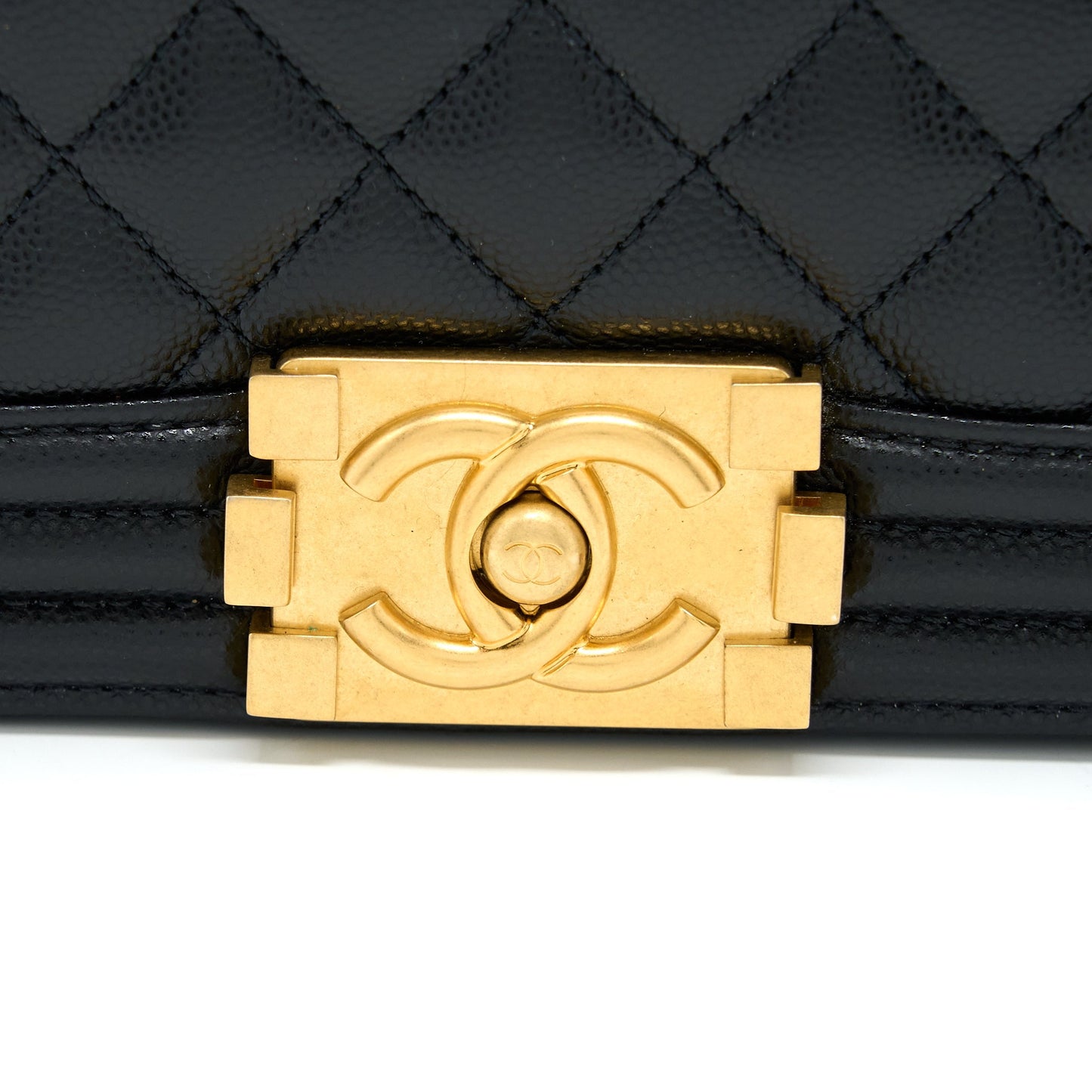 Chanel Medium Boy Bag Caviar Black Brushed  (Microchip)