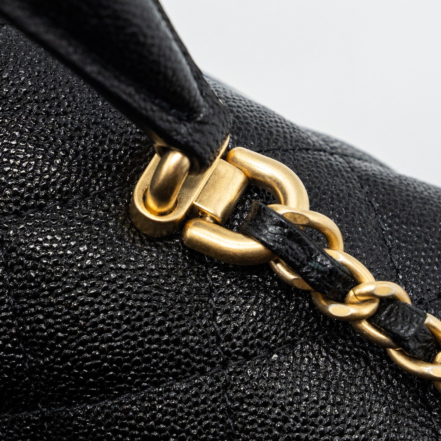 Chanel top handle mini rectangular flap bag caviar black
