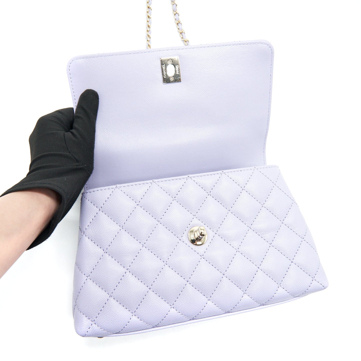 Chanel 21K Coco Handle Caviar lilac/ light Purple L