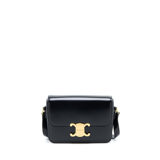 Celine Teen Triomphe Purse In Shiny Calfskin Black