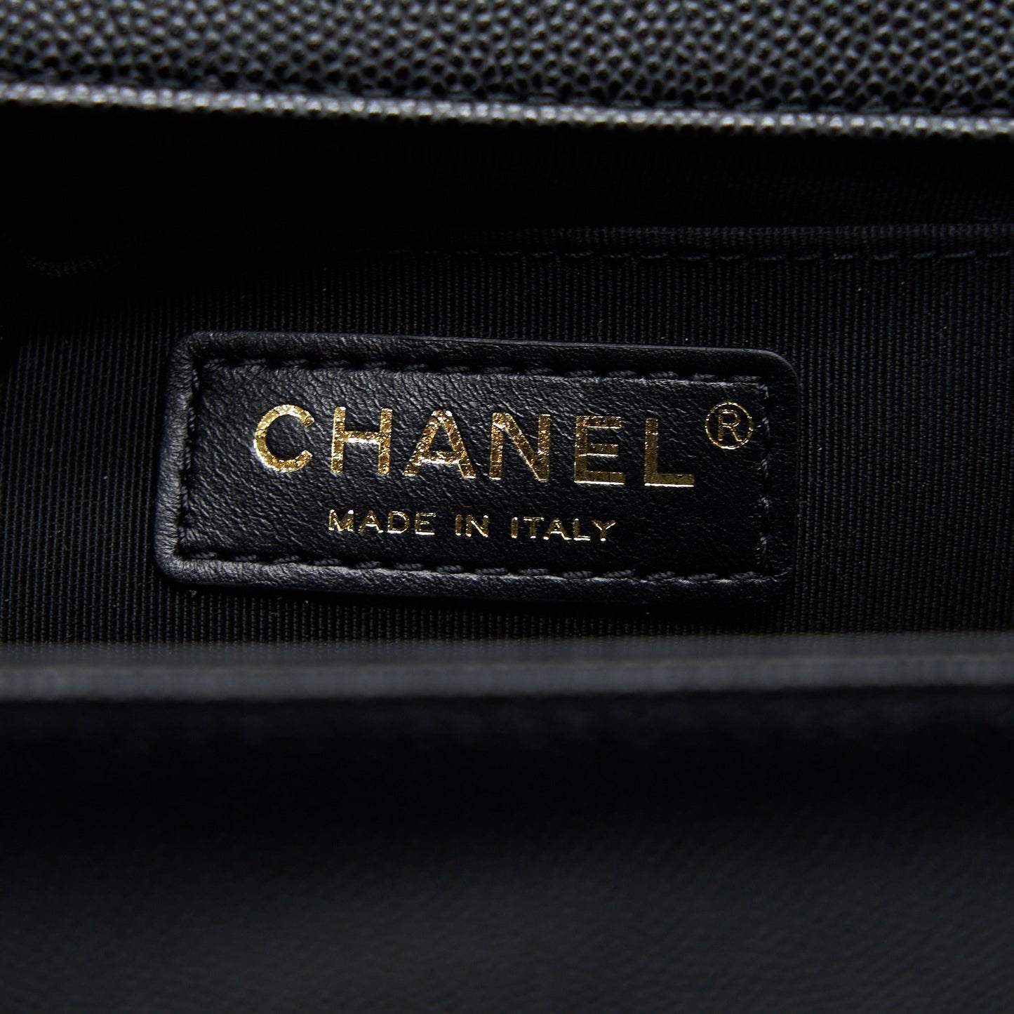 Chanel Medium Boy Bag Caviar Black Brushed  (Microchip)