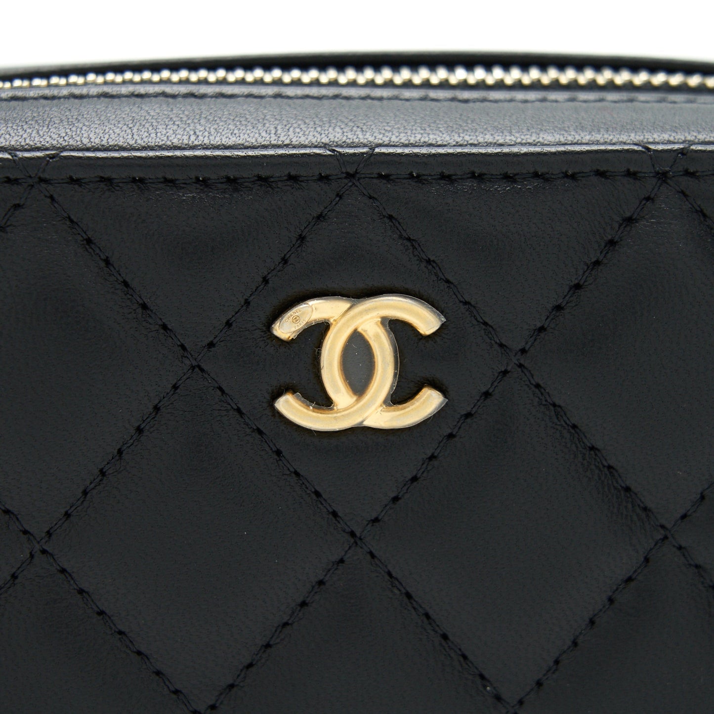 Chanel 22C Pearl Crush Mini Camera Case With Chain Black Lambskin