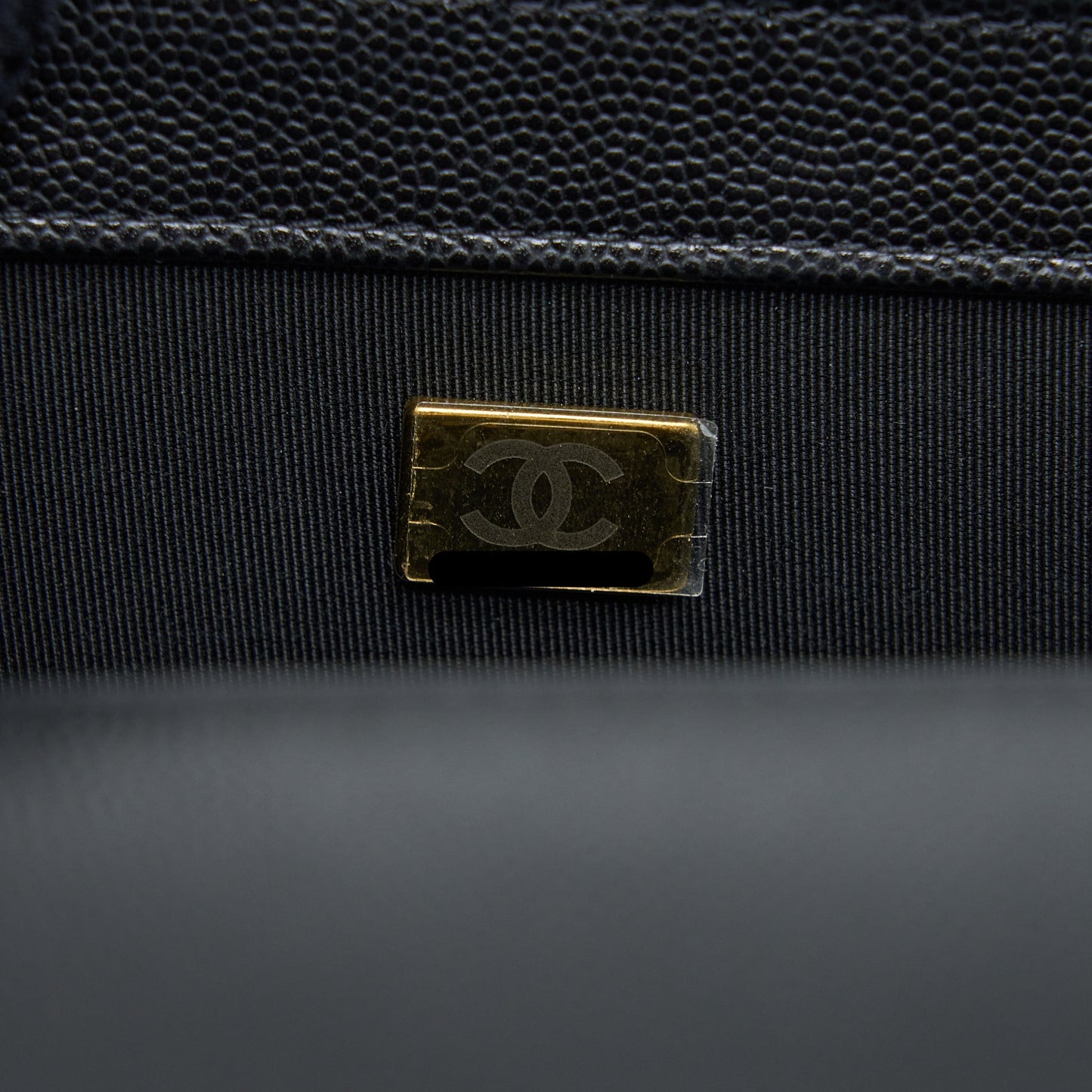 Chanel Medium Boy Bag Caviar Black Brushed  (Microchip)