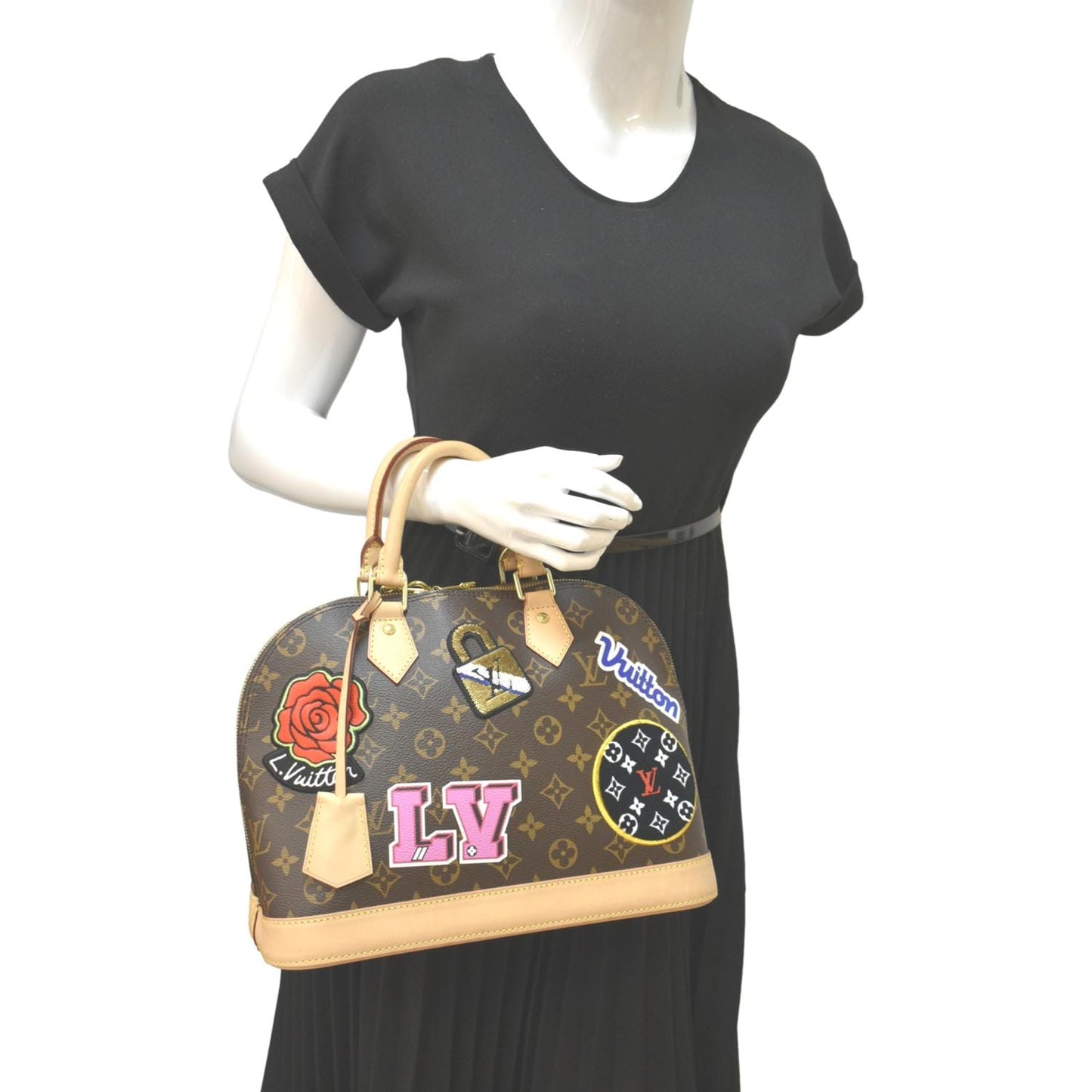 Louis Vuitton Alma PM Patches Monogram Canvas Satchel Bag Multicolor