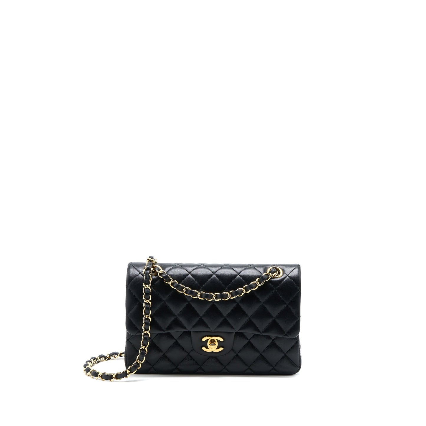 Chanel Small Classic Double Flap Bag Lambskin Black  (Microchip)