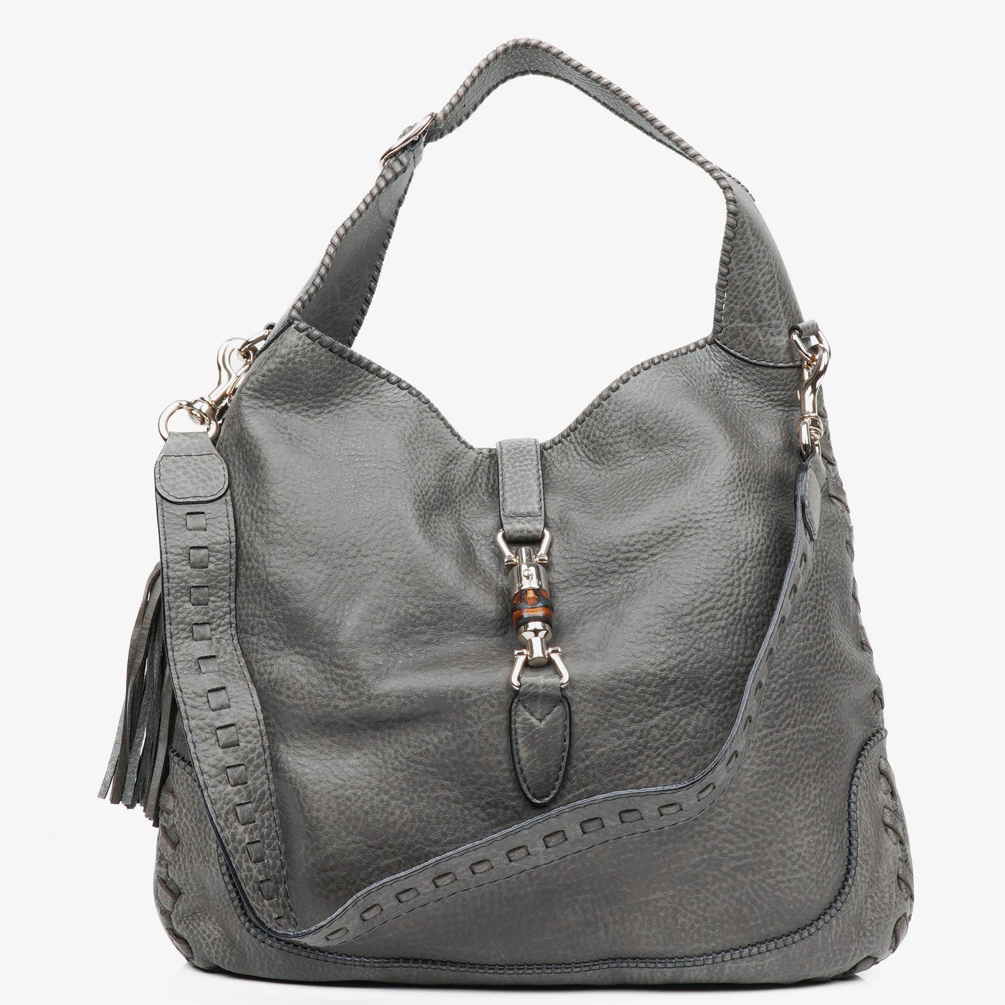 Gucci Grey Leather New Jackie Hobo Bag