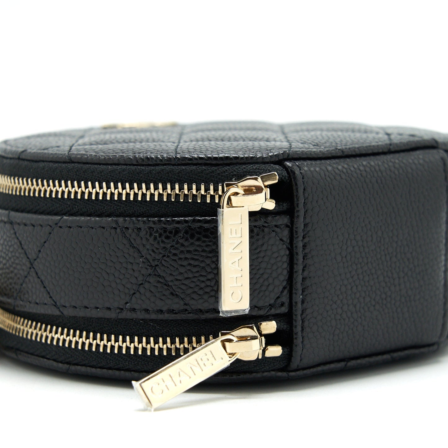 Chanel 22C Top Handle Round Vanity Black With Chain Caviar L