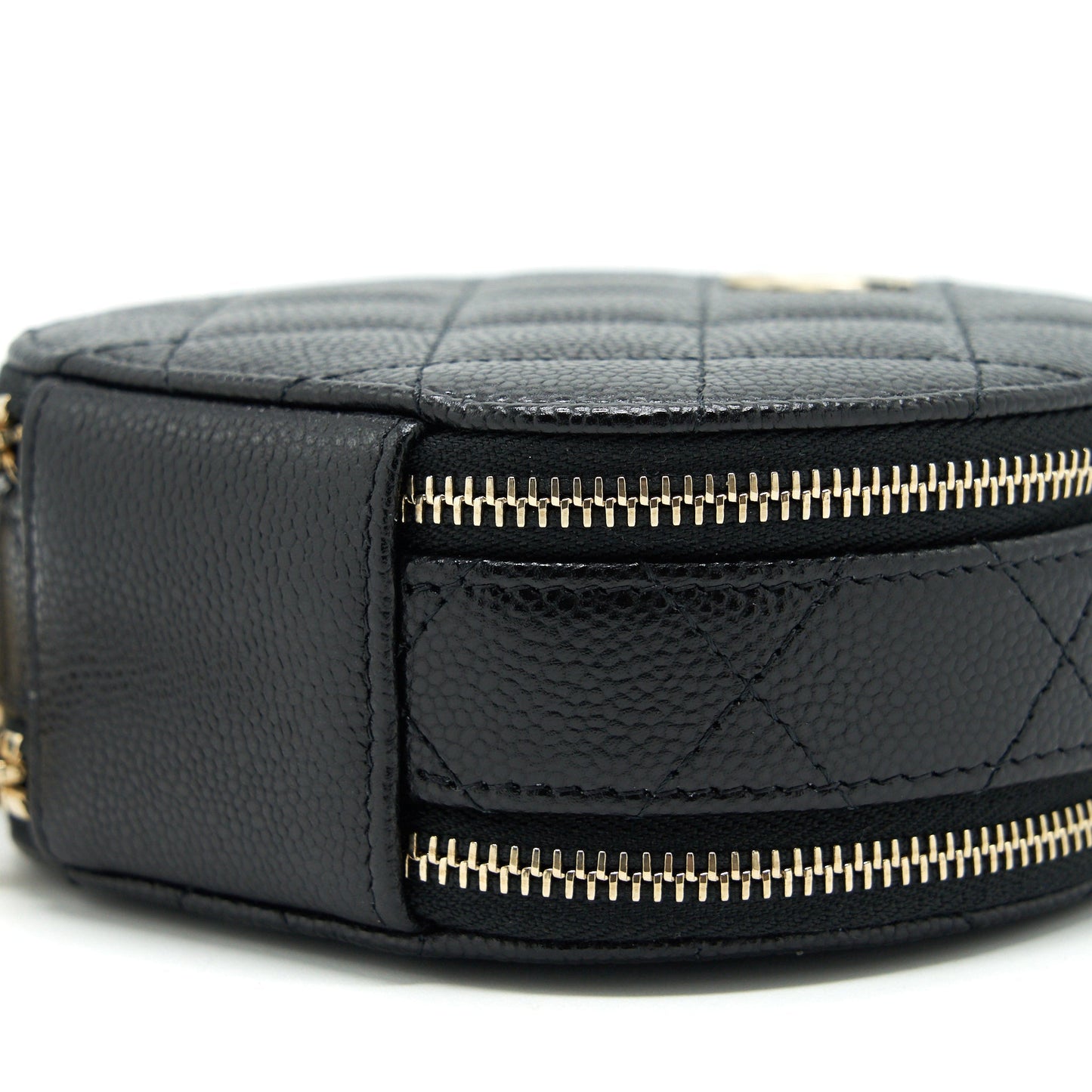 Chanel 22C Top Handle Mini Round Vanity On Chain Caviar Black L
