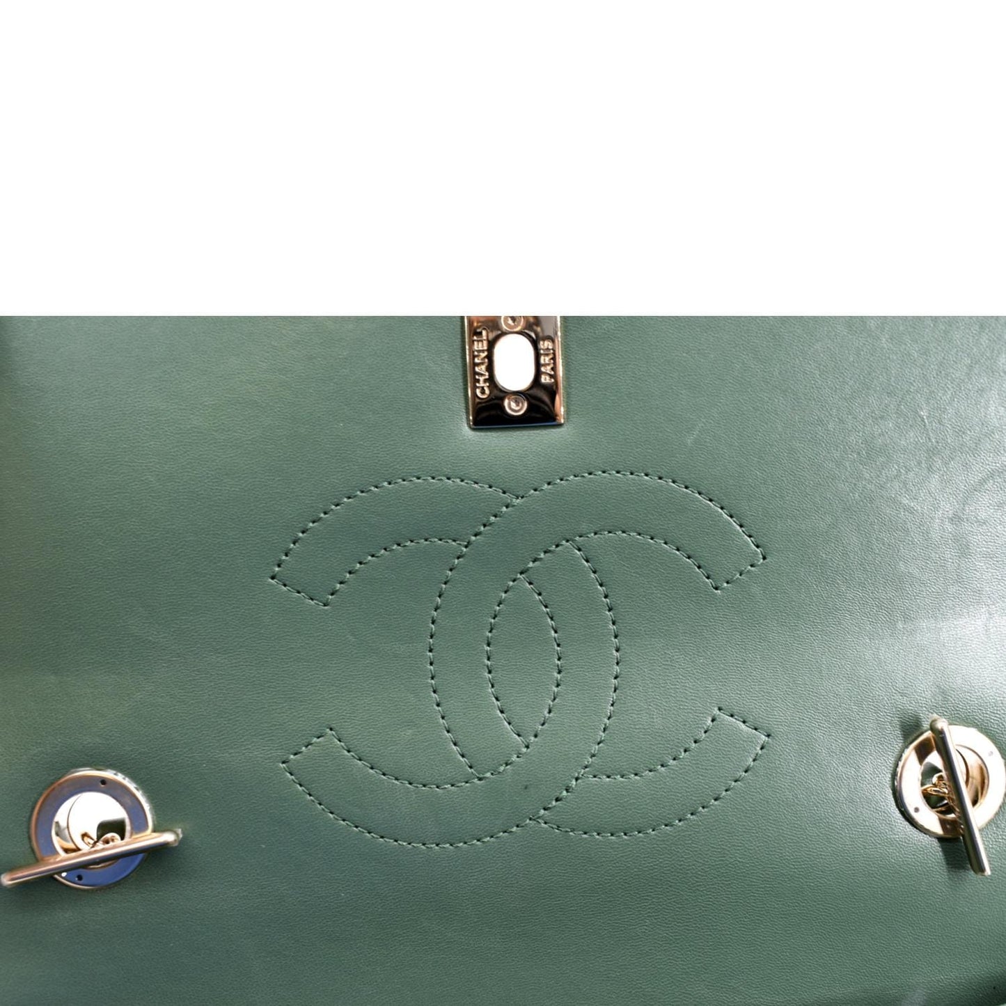 CHANEL Trendy CC Chevron Top Handle Flap Shoulder Bag Green