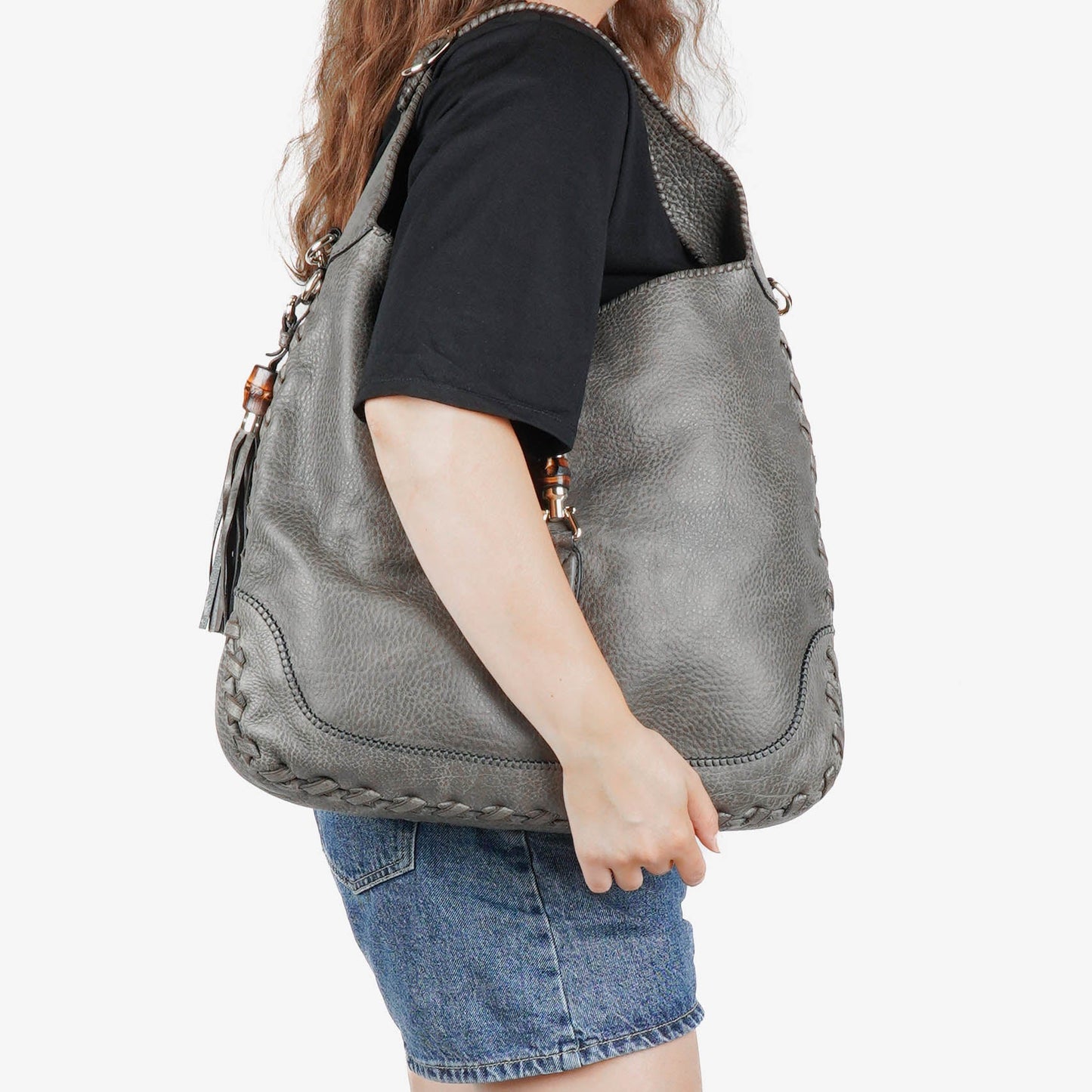 Gucci Grey Leather New Jackie Hobo Bag
