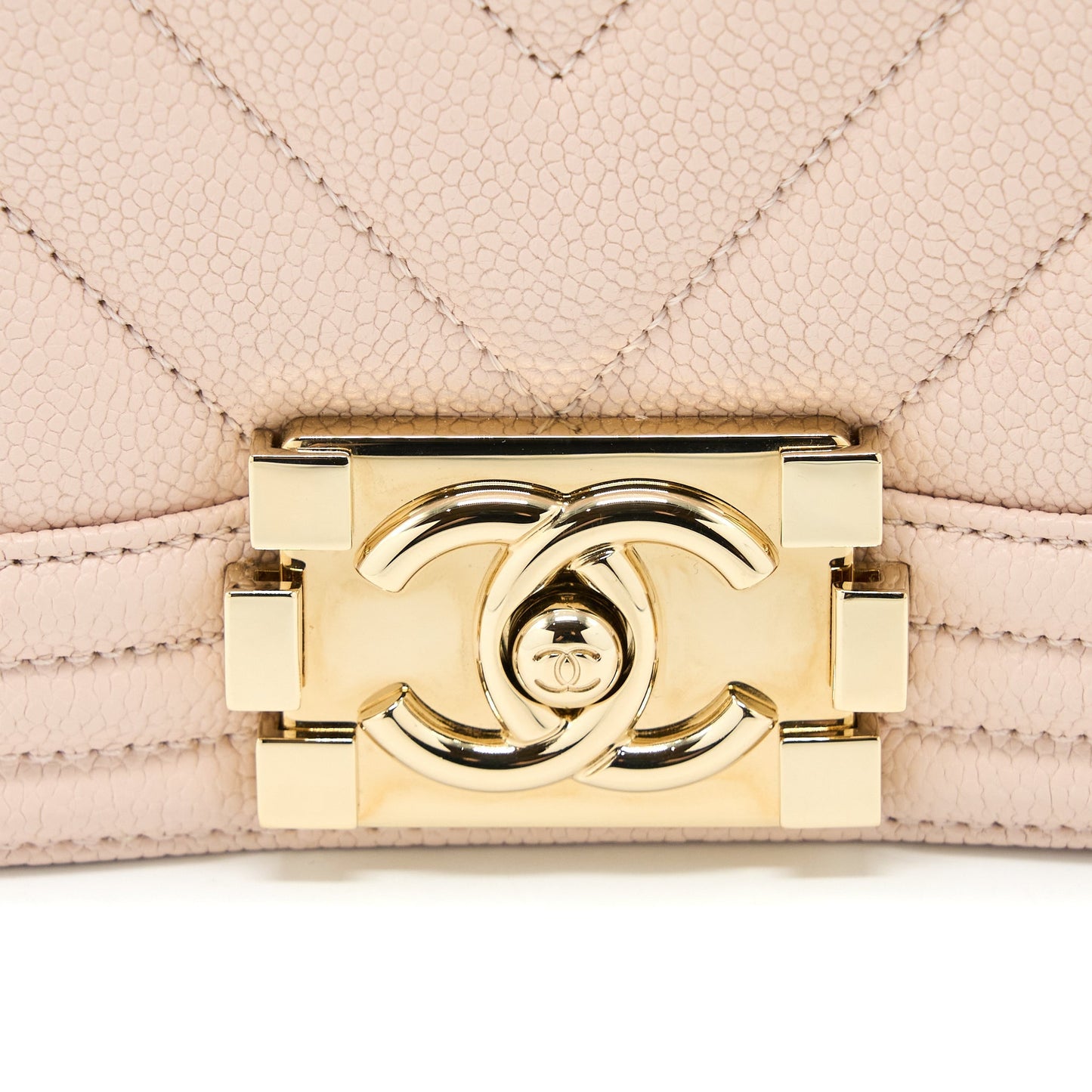 Chanel Medium Boy Bag Chevron Caviar Light Pink L