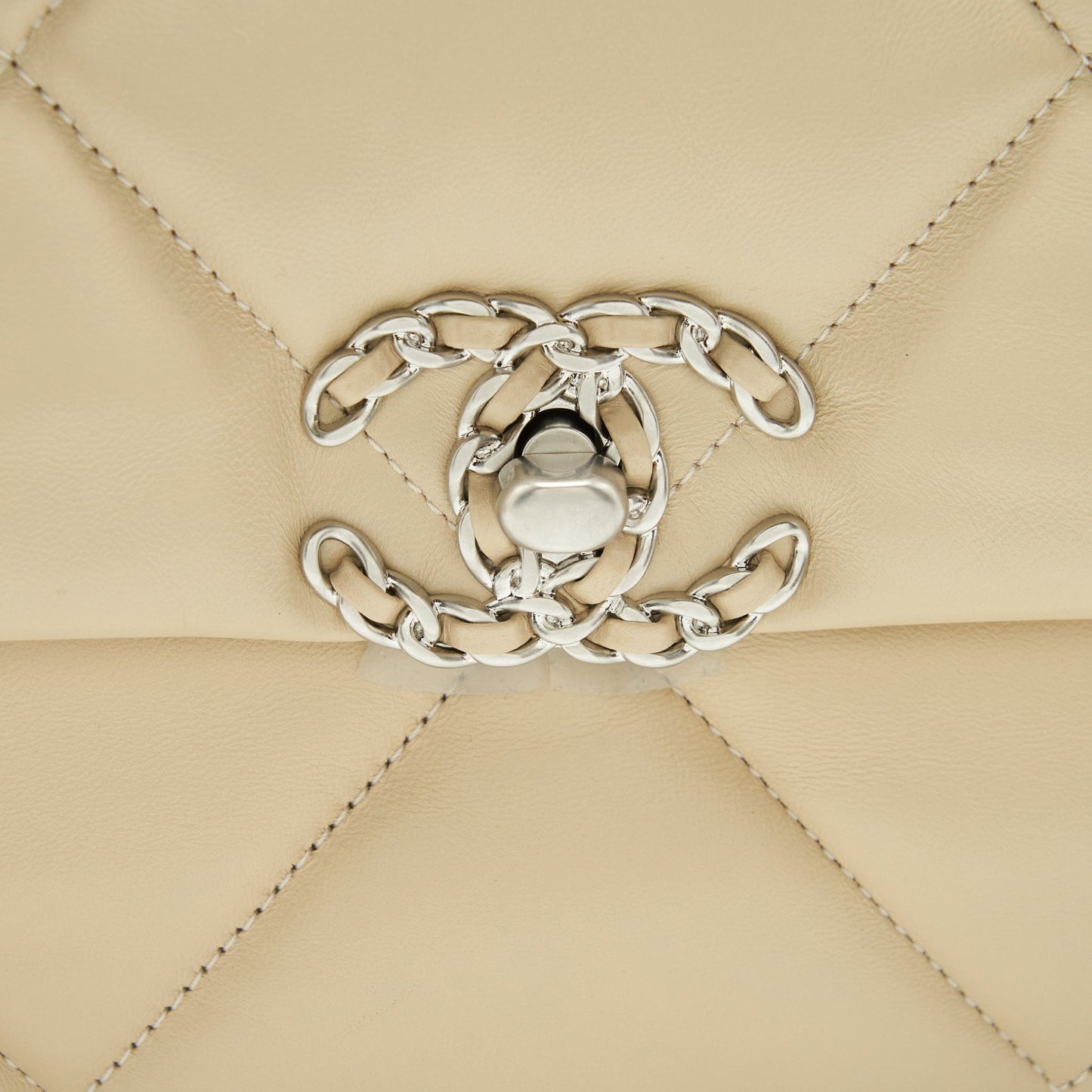 Chanel Medium 19 Bag Quilted Goatskin leather Light Beige Gold/Silver Hardware