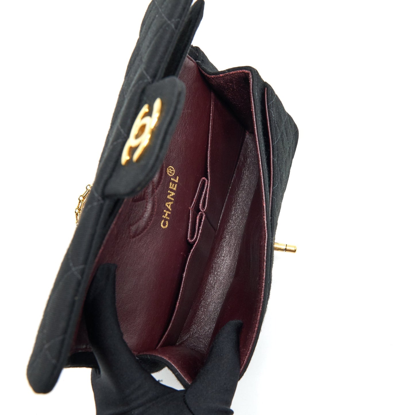 Chanel  Small Classic Flap Bag Fabric Black Ruthenium