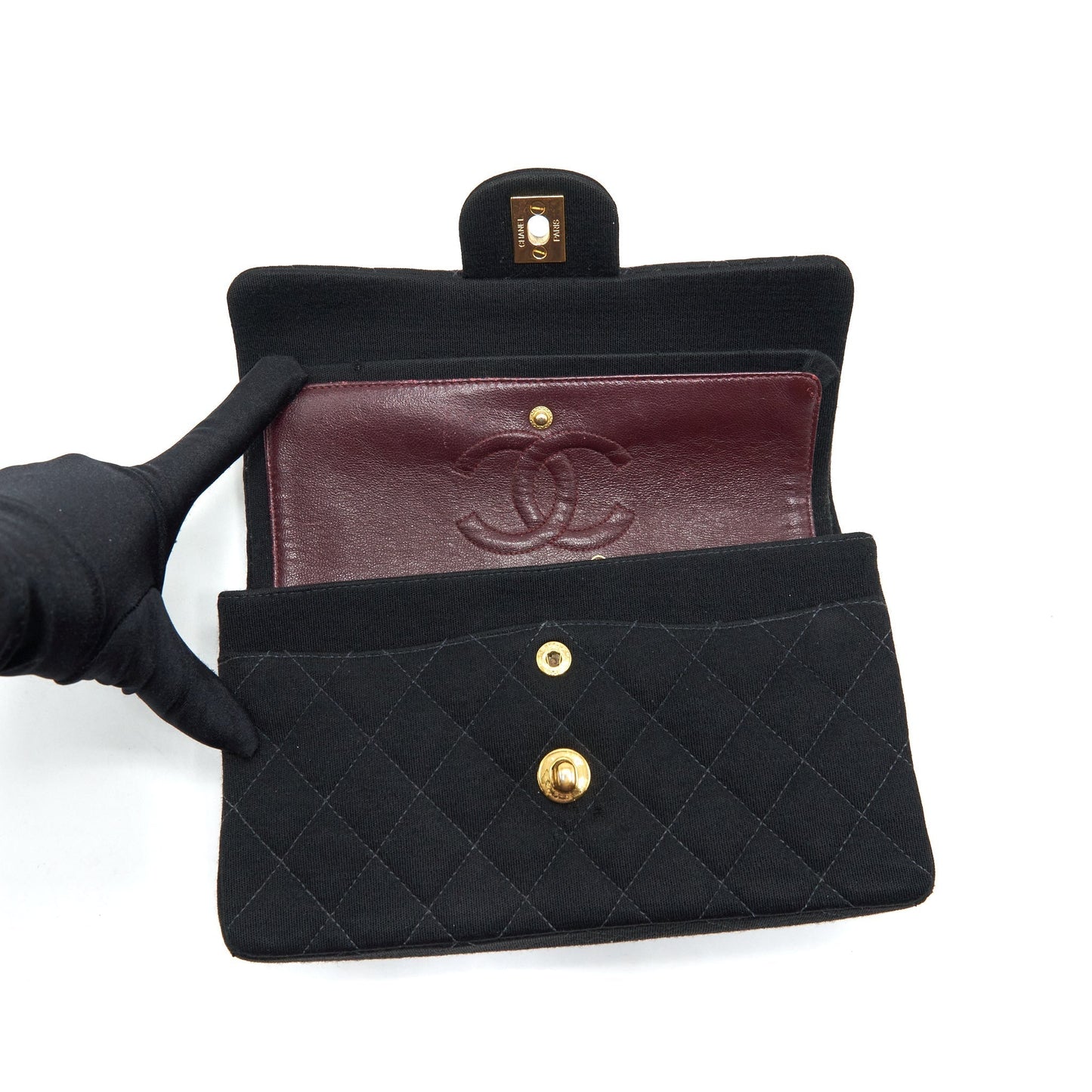 Chanel  Small Classic Flap Bag Fabric Black Ruthenium