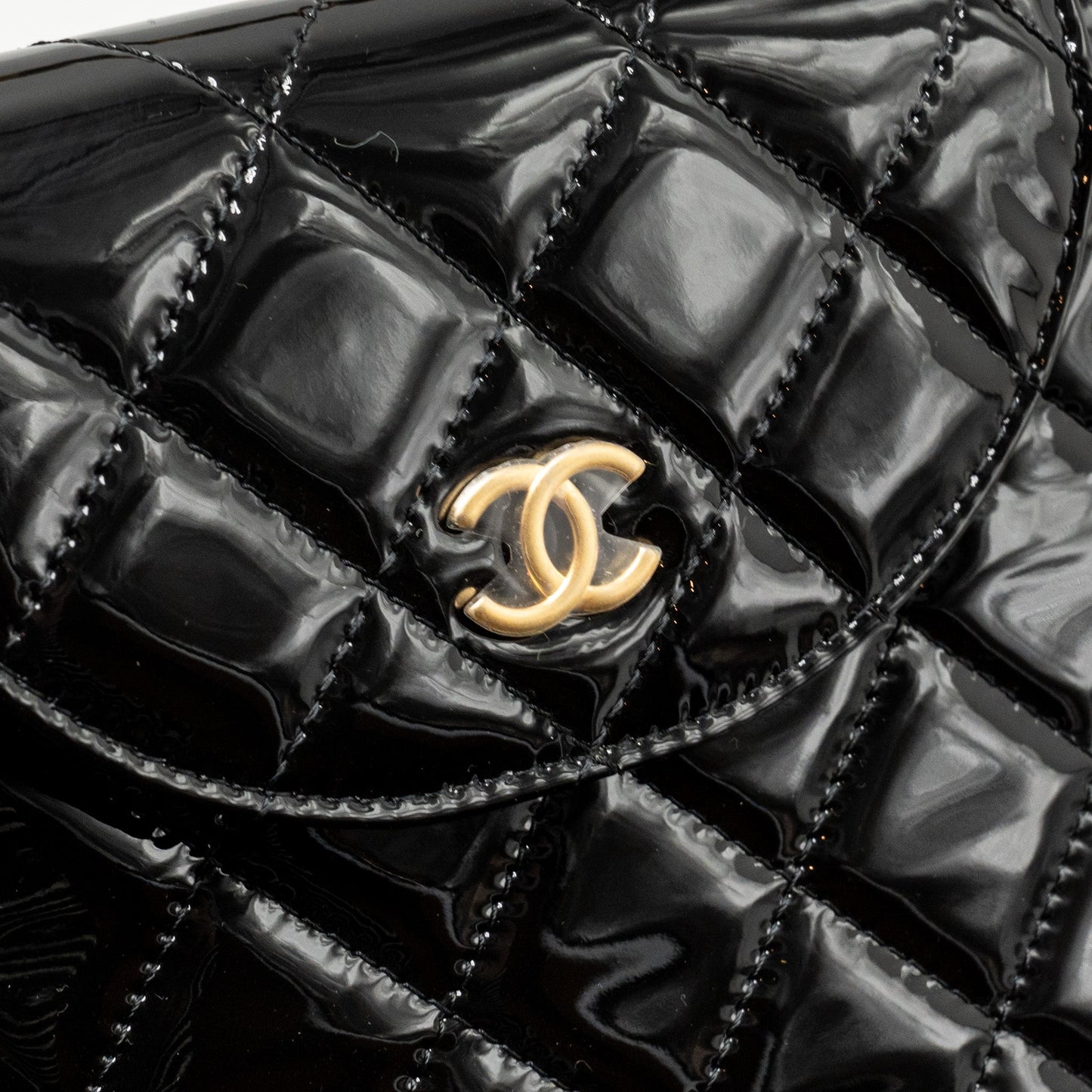 Chanel 23K Hoop Bag Patent Leather Black  (Microchip)