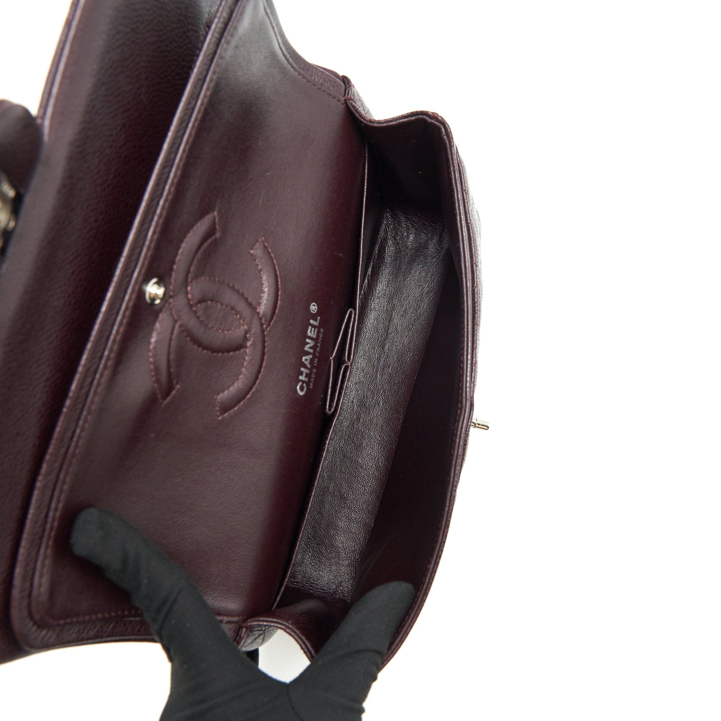 Chanel Medium Classic double Flap bag Caviar Burgundy