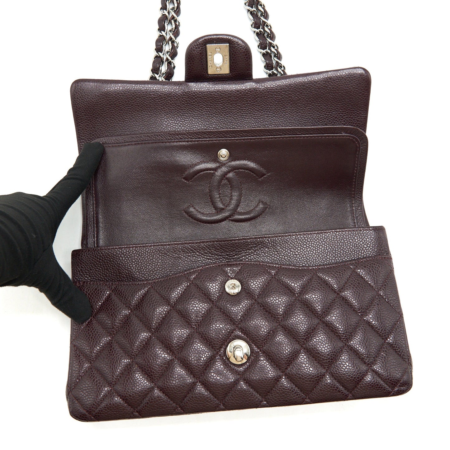 Chanel Medium Classic double Flap bag Caviar Burgundy