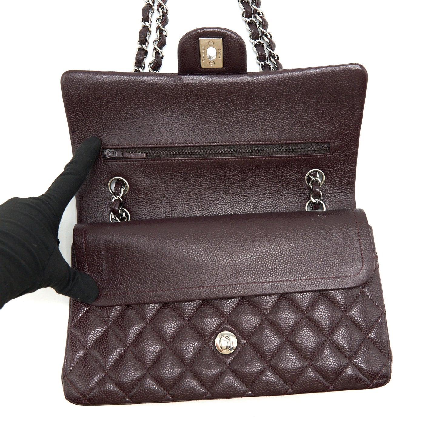 Chanel Medium Classic double Flap bag Caviar Burgundy