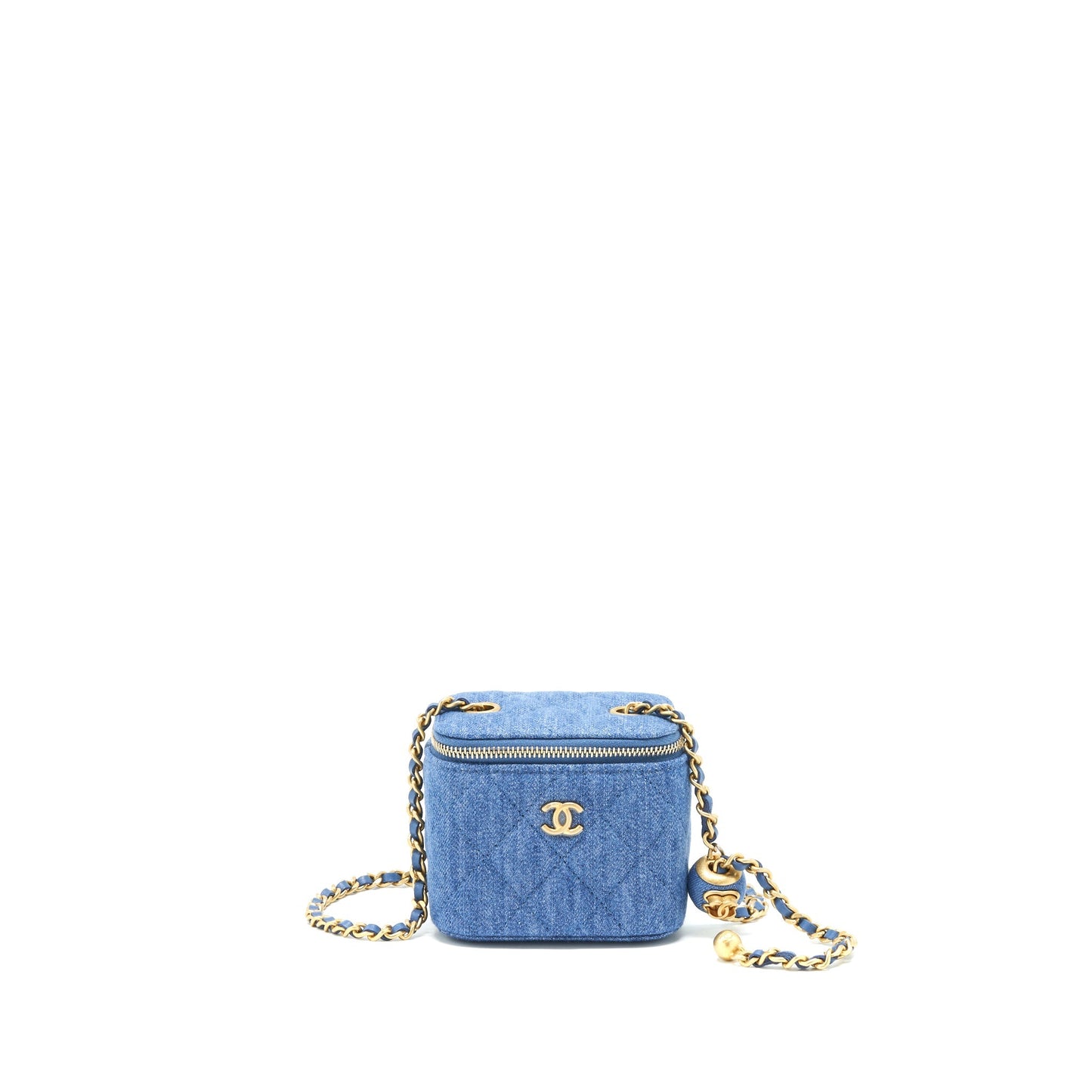 Chanel 22C Pearl Crush mini Vanity with Chain Denim