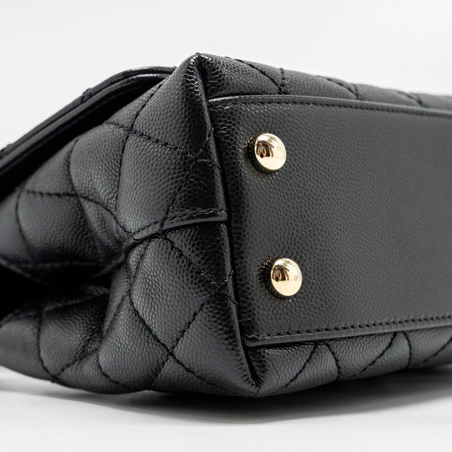 CHANEL Mini Coco Handle Caviar Black L (Microchip)
