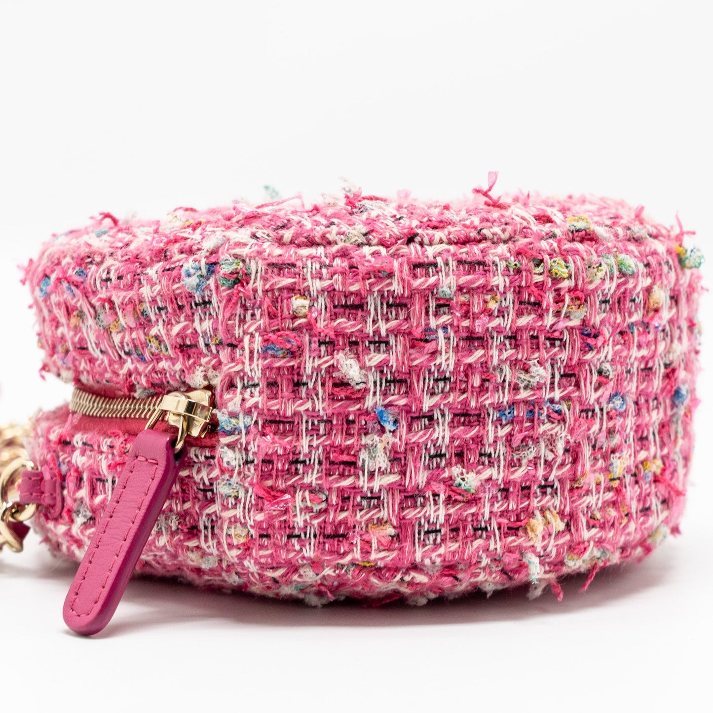 Chanel Round Clutch With Chain Tweed Pink/Multicolour L