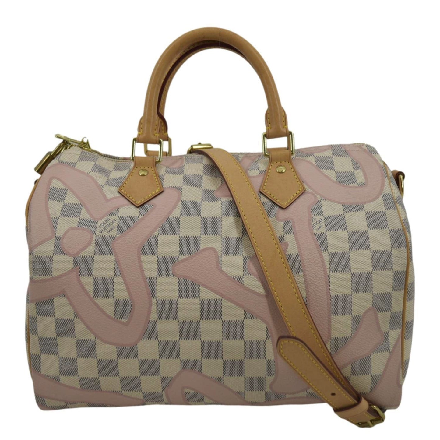 LOUIS VUITTON Tahitienne  30 Damier Azur Satchel Bag Rose Ballerine