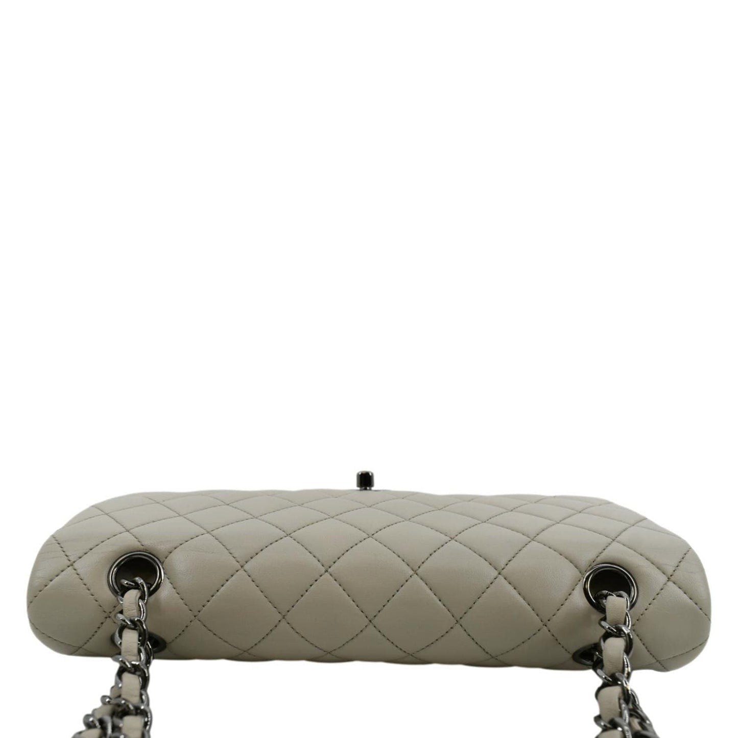 CHANEL Classic Medium Double Flap Quilted Leather Shoulder Bag Ivory