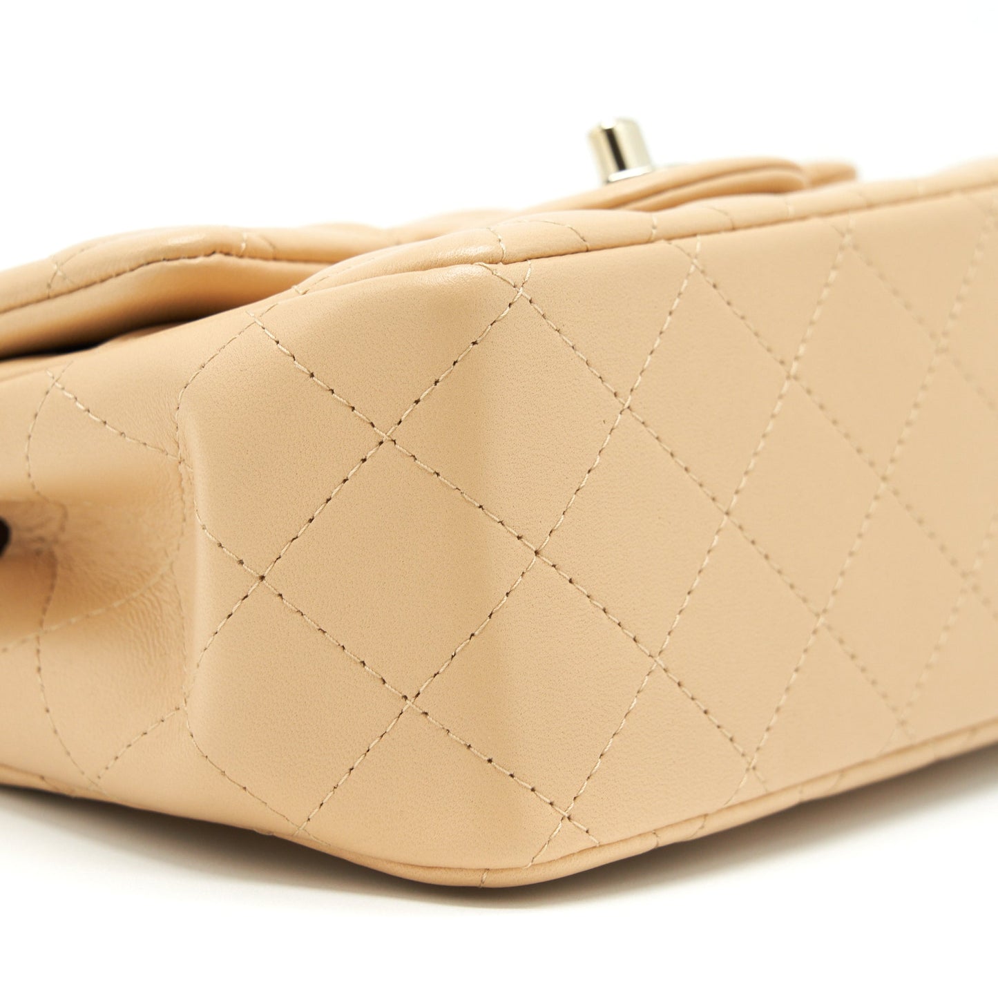 Chanel 22C Mini Square Flap Bag Lambskin Beige L