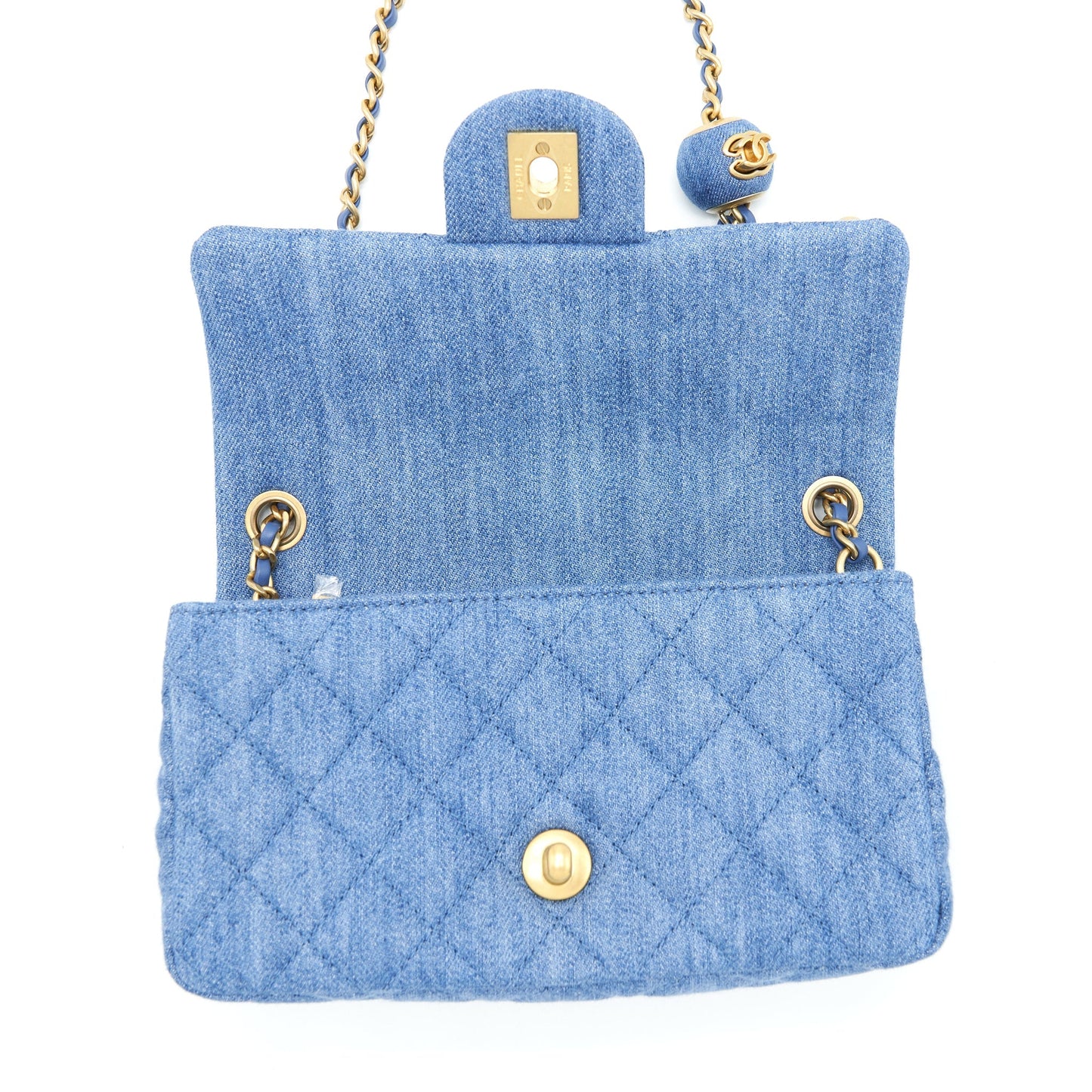 Chanel Pearl Crush Mini Rectangular Flap Bag Denim Blue