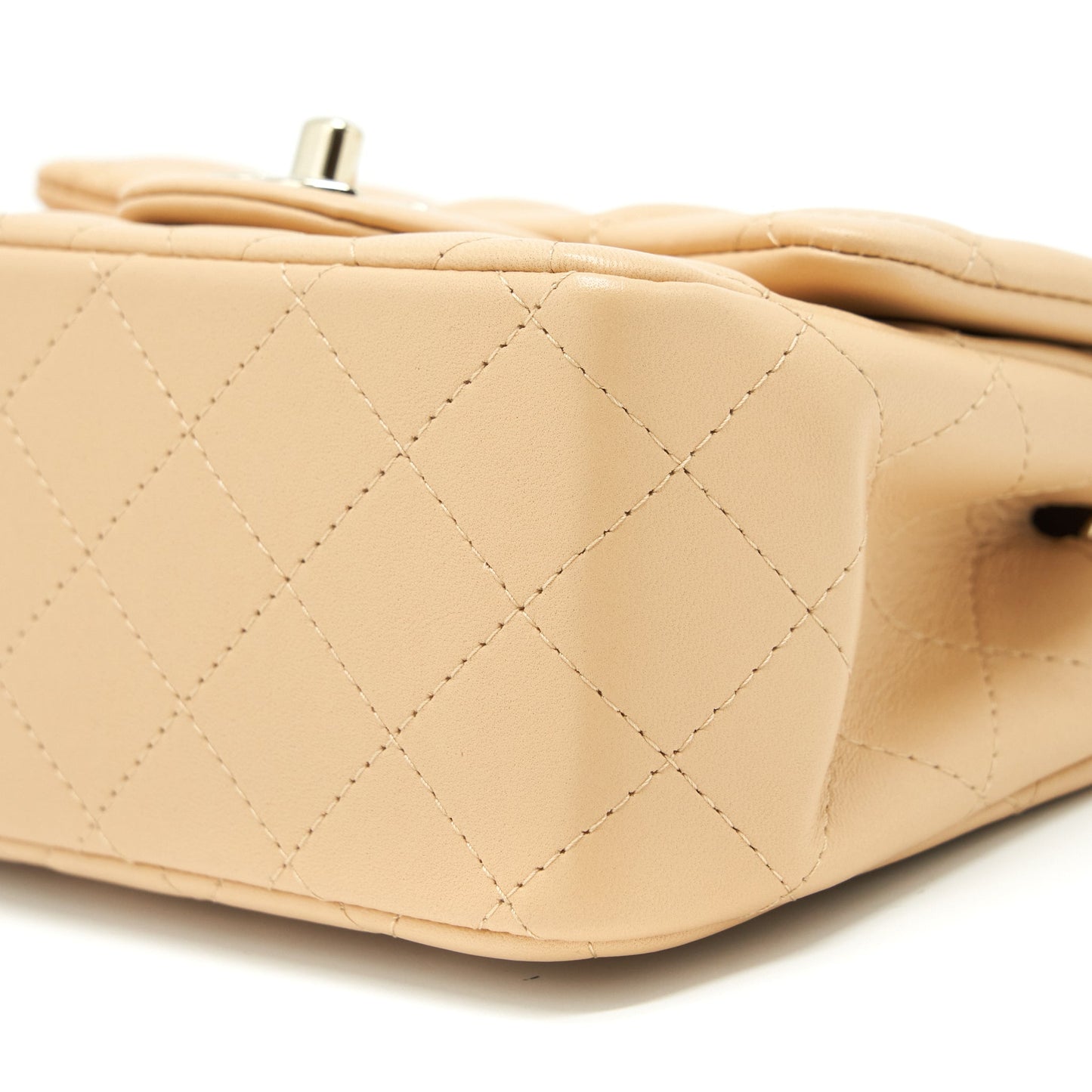 Chanel 22C Mini Square Flap Bag Lambskin Beige L