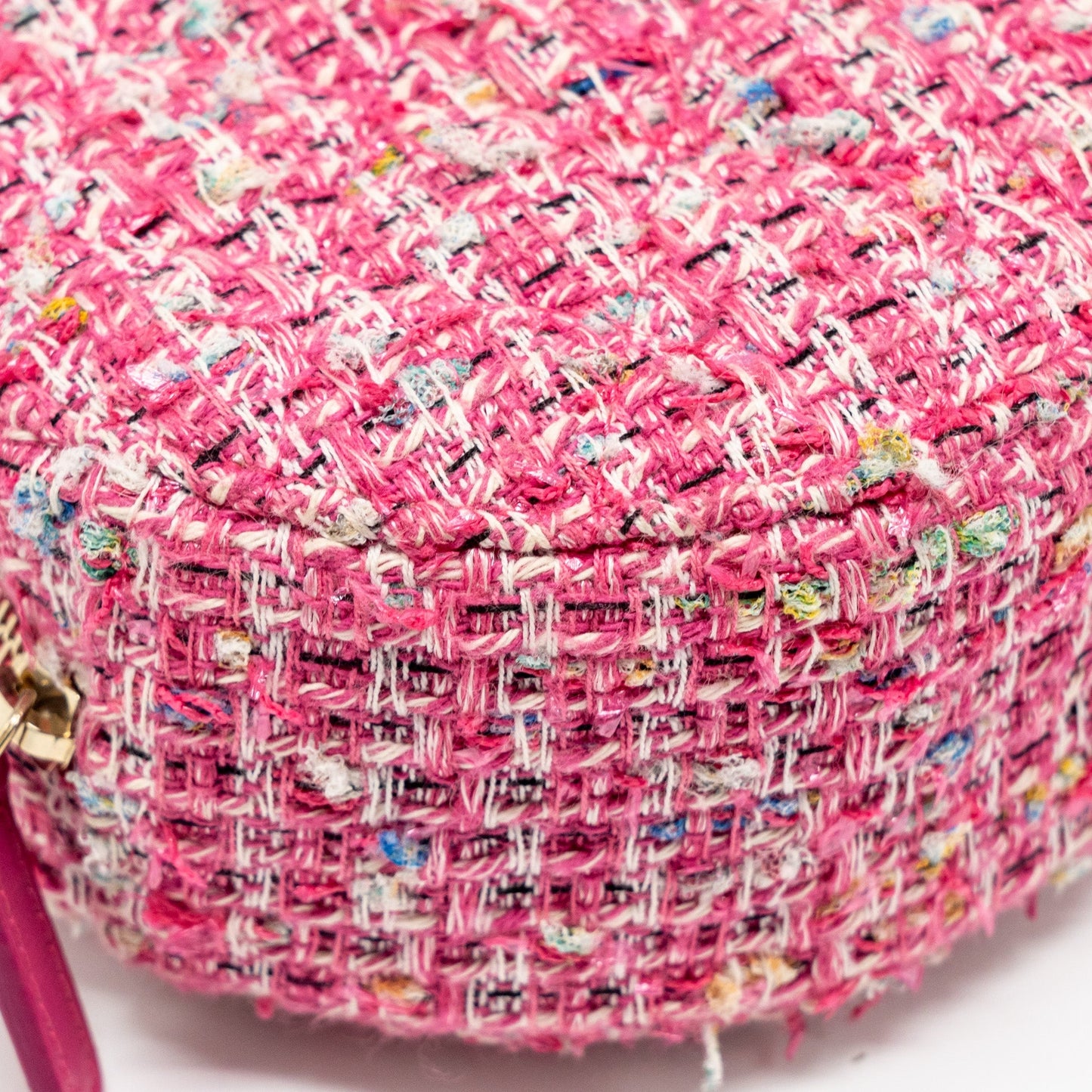 Chanel Round Clutch With Chain Tweed Pink/Multicolour L