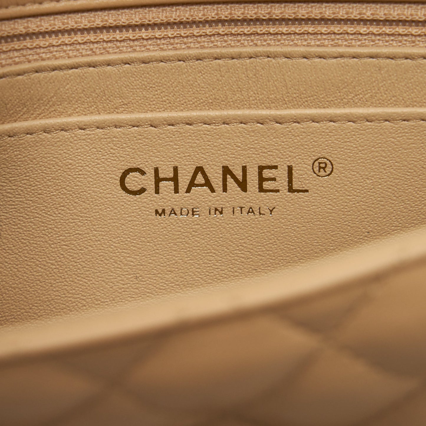 Chanel 22C Mini Square Flap Bag Lambskin Beige L