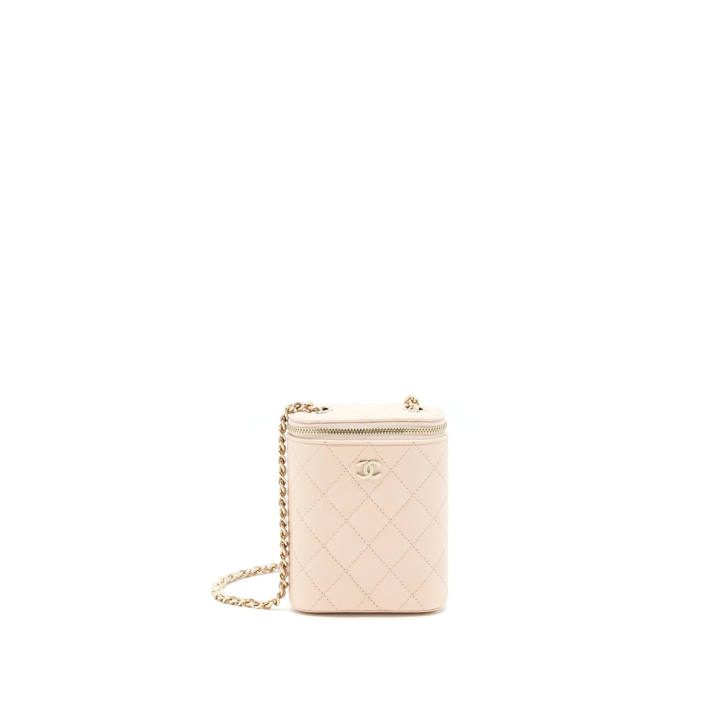 Chanel 22C Vertical vanity with chain Caviar beige L