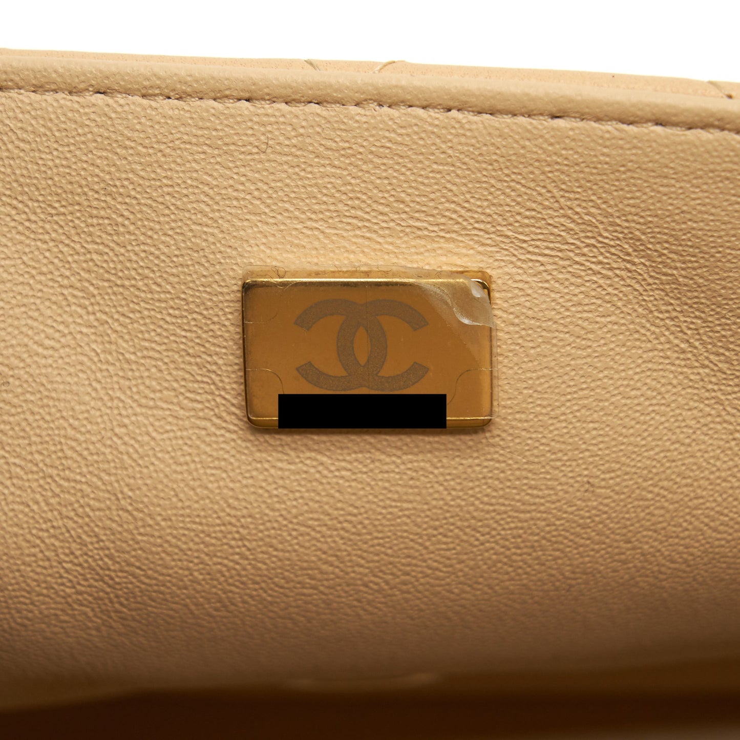 Chanel 22C Mini Square Flap Bag Lambskin Beige L