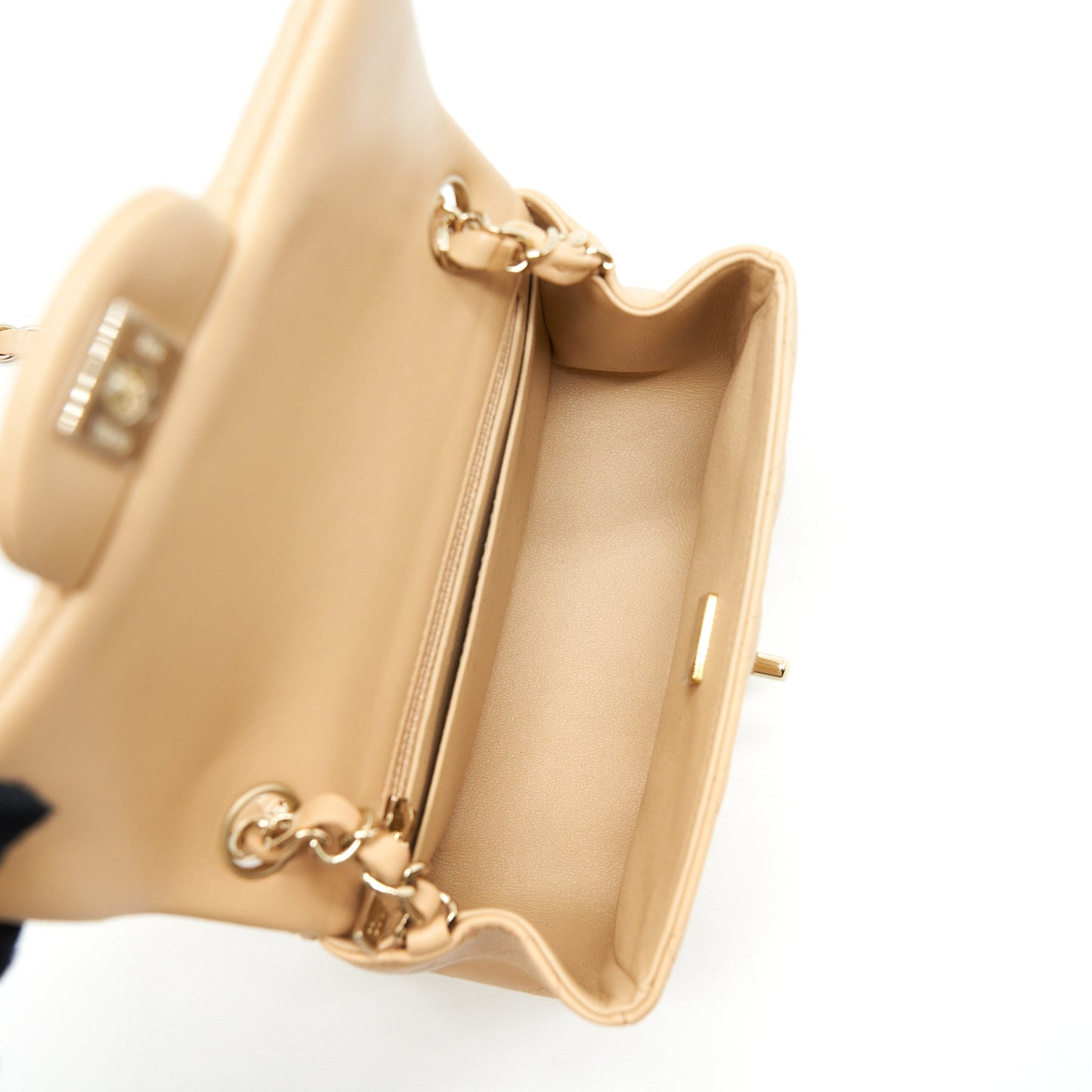 Chanel 22C Mini Square Flap Bag Lambskin Beige L