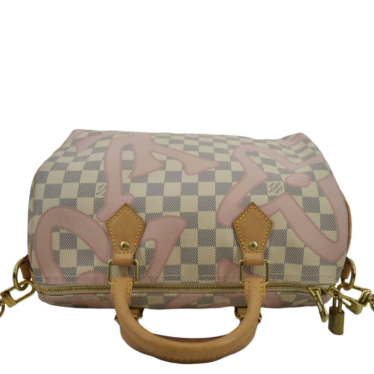 LOUIS VUITTON Tahitienne  30 Damier Azur Satchel Bag Rose Ballerine