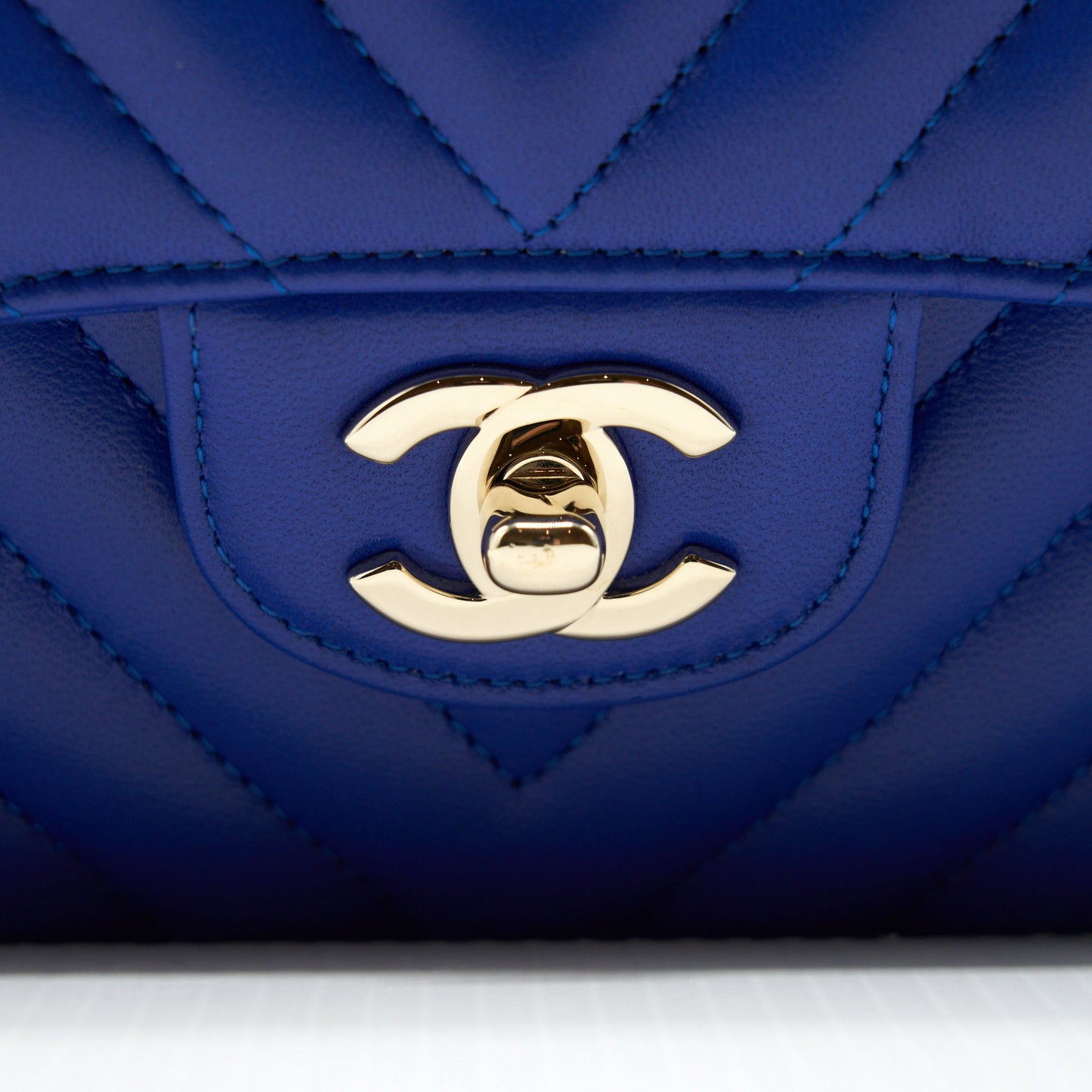 Chanel Small Classic Flap Bag Chevron Lambskin Blue L